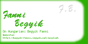 fanni begyik business card